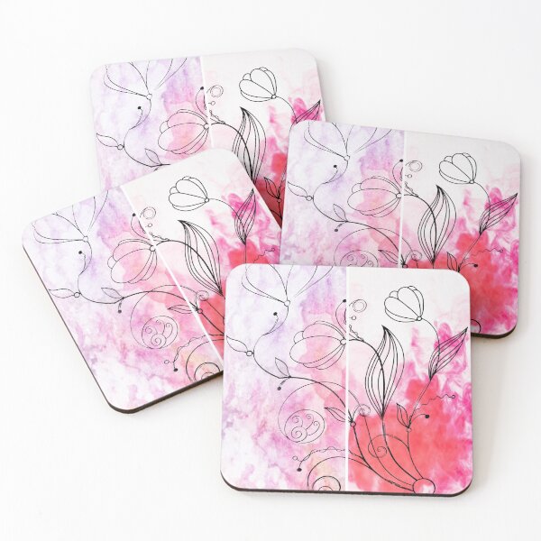 Item preview, Flower Doodle Watercolor Diptych designed and sold by Designs By YL.