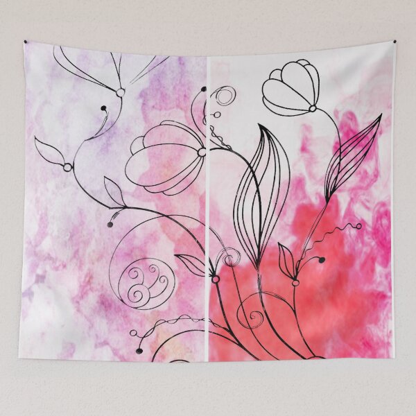 Item preview, Flower Doodle Watercolor Diptych designed and sold by Designs By YL.
