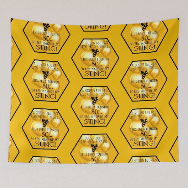 Item preview, Queen Bee Trivia...50th Birthday! (On Golden Yellow) designed and sold by PawsitiveMum.
