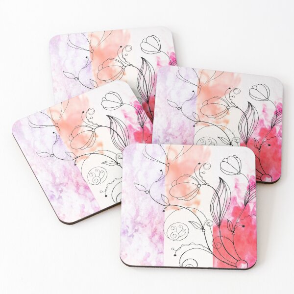 Item preview, Flower Doodle Watercolor Triptych designed and sold by Designs By YL.