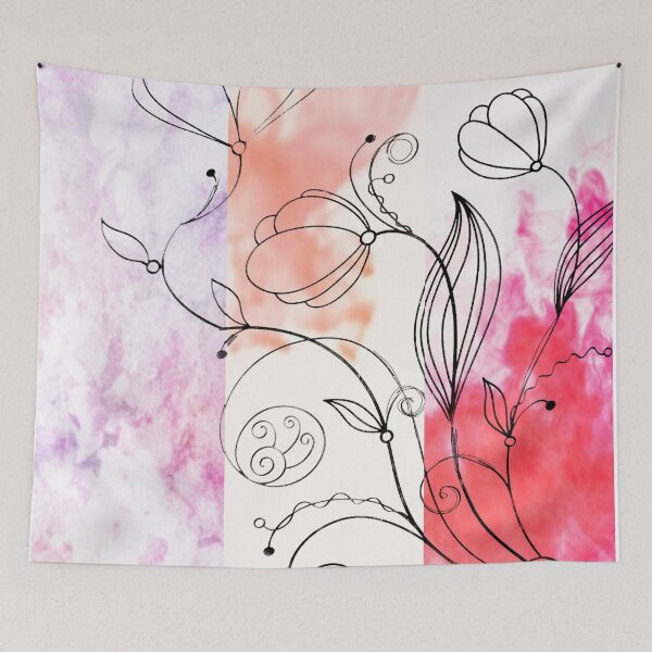 Item preview, Flower Doodle Watercolor Triptych designed and sold by Designs By YL.