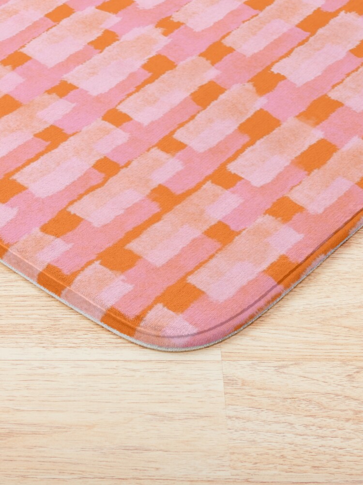 Thumbnail 3 of 6, Bath Mat, Pink and Orange, Brush Strokes, Geometric designed and sold by OneThreeSix.