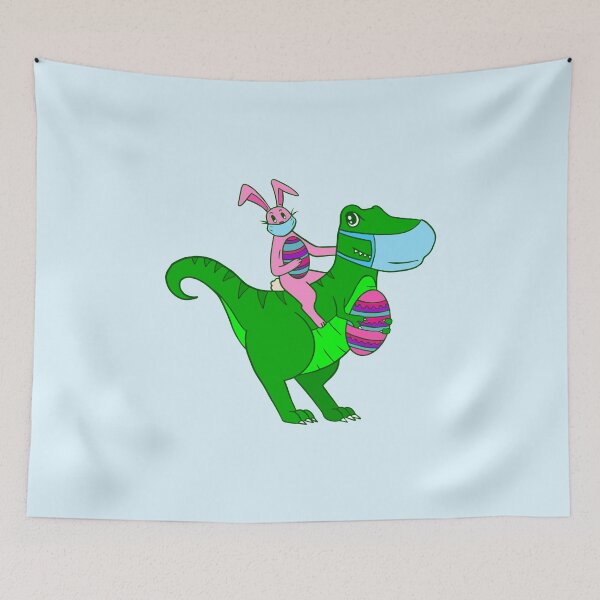 Item preview, face mask easter bunny dinosaur pandemic funny trex rabbit designed and sold by Gossip Rag.