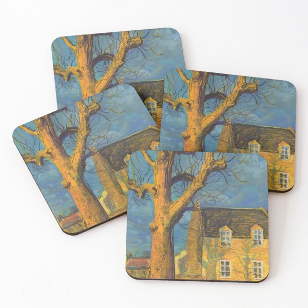 Item preview, Yellow House Old Tree France Town Landscape Painting designed and sold by Julia Khoroshikh.