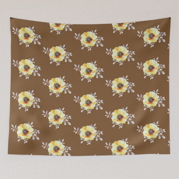 Item preview, Yellow cherry blossom on brown designed and sold by Ninaeva.