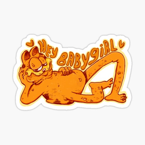 Cursed Garfield Hey Babygirl sexy Garfield Sticker