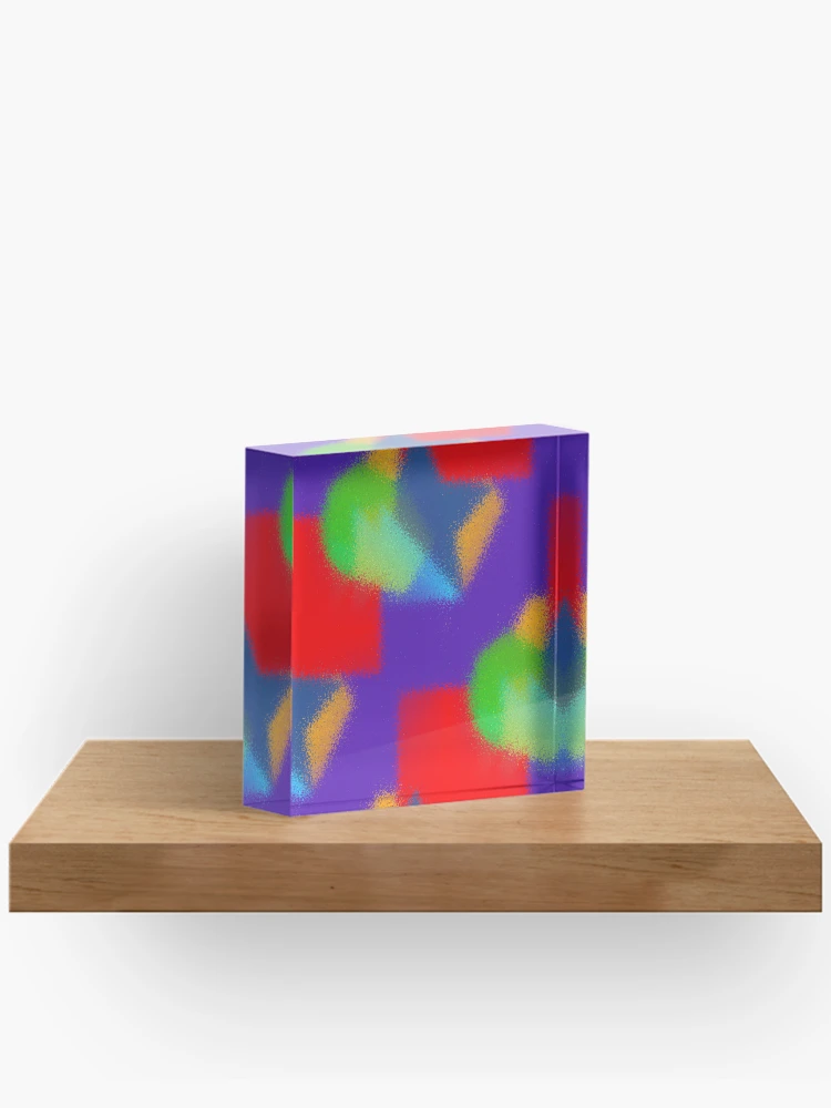 Thumbnail 2 of 5, Acrylic Block, Fuzzy Modernist Abstract Shape Pattern Colorful designed and sold by DesignsofNote.