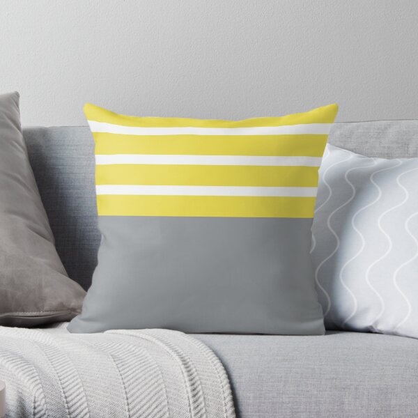 Illuminating and White Stripes on Ultimate Grey (Pantone Colors of 2021) Throw Pillow