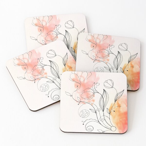 Item preview, Flower Doodle Watercolor Orange designed and sold by Designs By YL.