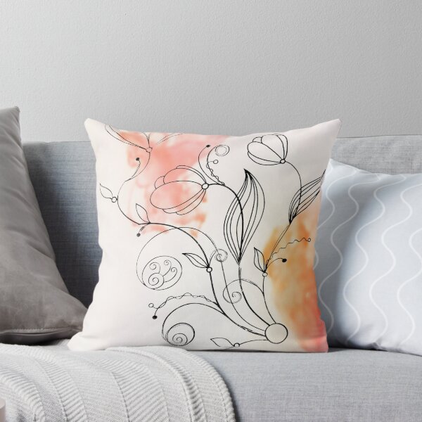 Item preview, Flower Doodle Watercolor Orange designed and sold by Designs By YL.