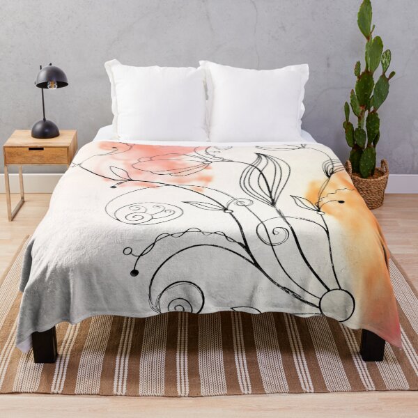 Item preview, Flower Doodle Watercolor Orange designed and sold by Designs By YL.