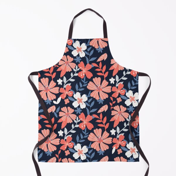 Item preview, Flowers on dark blue in red pink blue pale colors designed and sold by shushunya13.