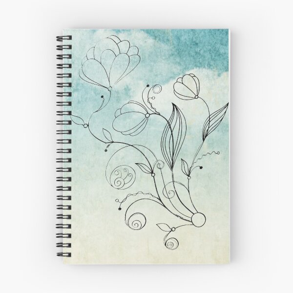 Item preview, Flower Doodle Watercolor Aqua designed and sold by Designs By YL.