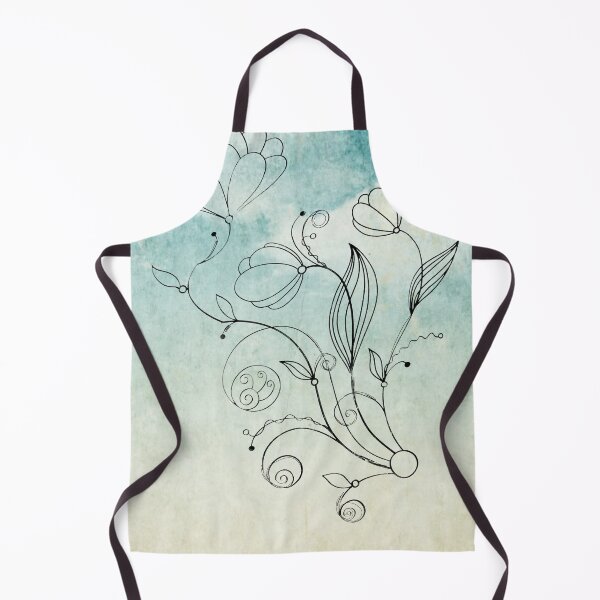 Item preview, Flower Doodle Watercolor Aqua designed and sold by Designs By YL.