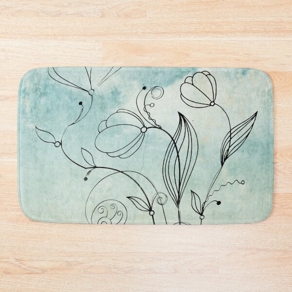Item preview, Flower Doodle Watercolor Aqua designed and sold by Designs By YL.