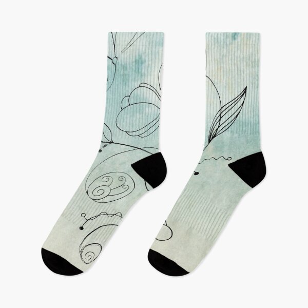 Item preview, Flower Doodle Watercolor Aqua designed and sold by Designs By YL.