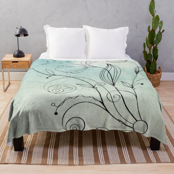 Item preview, Flower Doodle Watercolor Aqua designed and sold by Designs By YL.