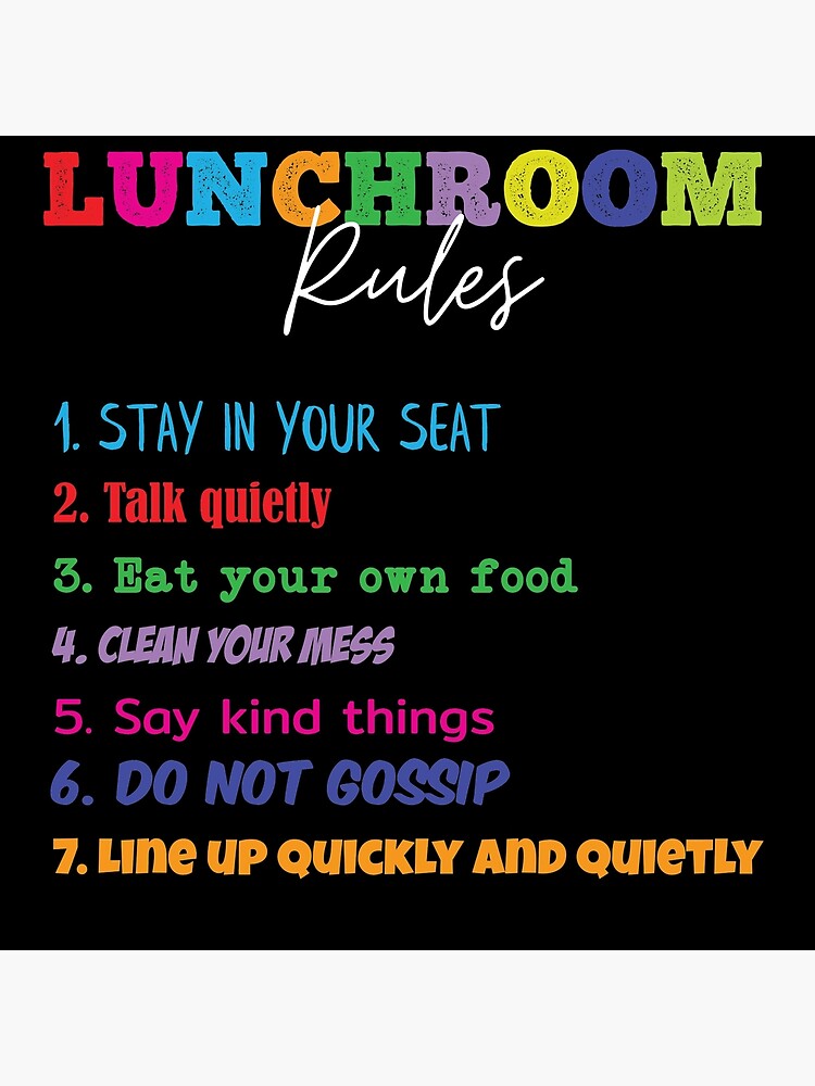 Bolsa de tela «Reglas de la sala de almuerzo Cafetería de la escuela  divertida y señora del almuerzo» de Rzelemenz | Redbubble