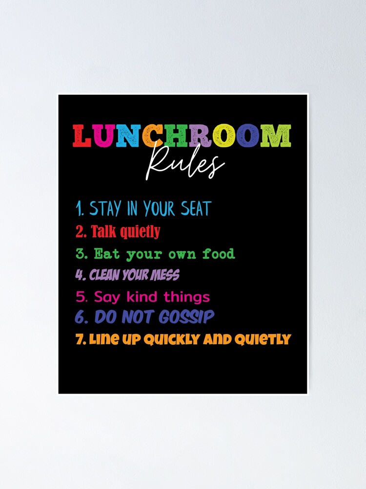 Póster «Reglas de la sala de almuerzo Cafetería de la escuela divertida y  señora del almuerzo» de Rzelemenz | Redbubble