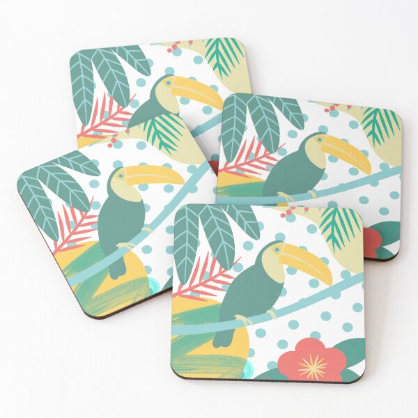 Item preview, Tropical Toco Toucan Bird Floral Leaves Print  designed and sold by izmb.