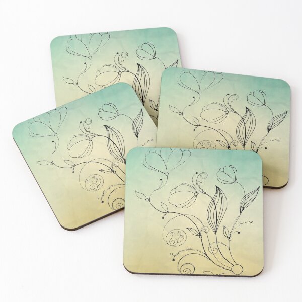 Item preview, Flower Doodle Watercolor Green & Yellow designed and sold by Designs By YL.