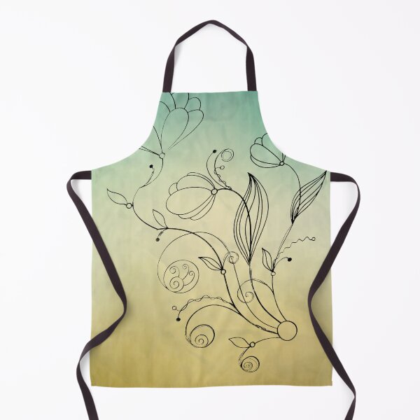 Item preview, Flower Doodle Watercolor Green & Yellow designed and sold by Designs By YL.