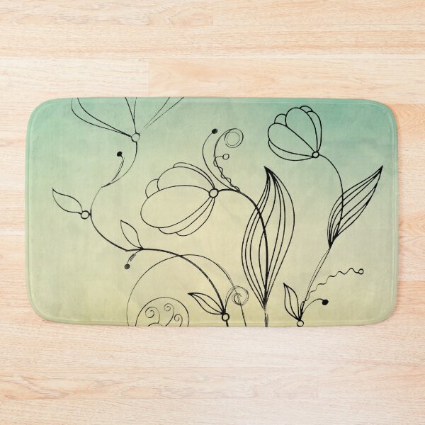 Item preview, Flower Doodle Watercolor Green & Yellow designed and sold by Designs By YL.