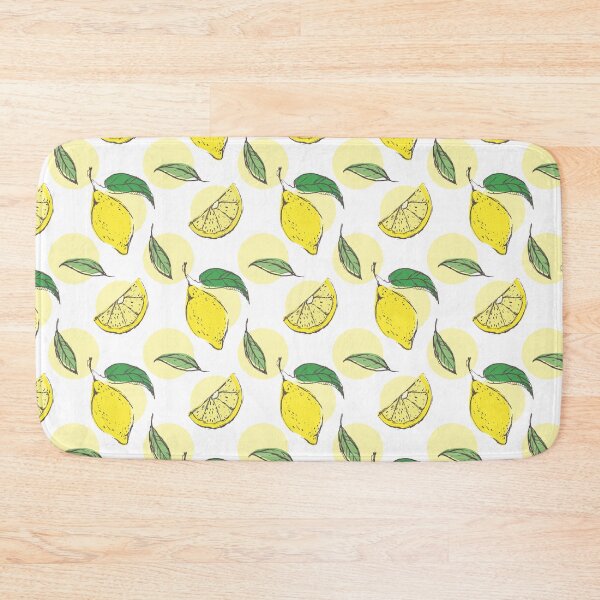 Item preview, Lemons seamless vector pattern with leaves and dots on white background.  designed and sold by Kizuneko.