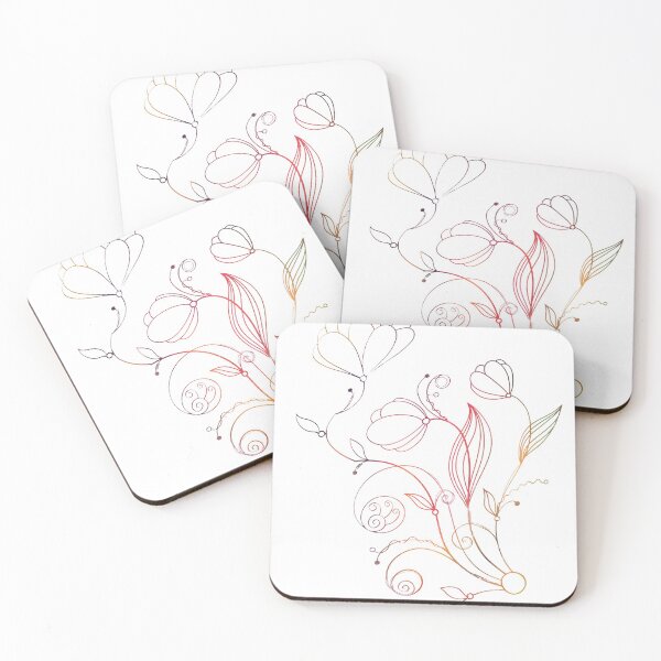 Artikelvorschau, Flower Line Doodle Regenbogen entworfen und verkauft von Designs By YL.