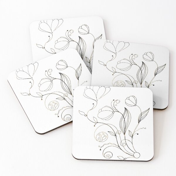 Item preview, Flower Line Doodle Gold designed and sold by Designs By YL.