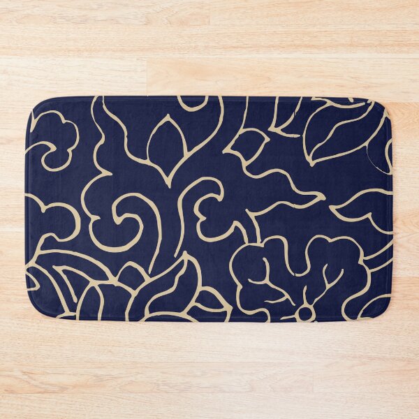 Item preview, NAVY BLUE GOLD FLORAL ART/EY UP designed and sold by wildwhimsical.