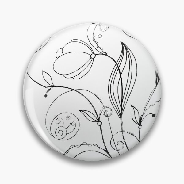 Item preview, Flower Line Doodle B&W designed and sold by Designs By YL.