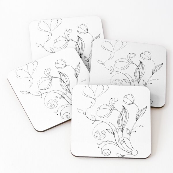 Item preview, Flower Line Doodle B&W designed and sold by Designs By YL.