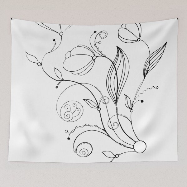 Item preview, Flower Line Doodle B&W designed and sold by Designs By YL.