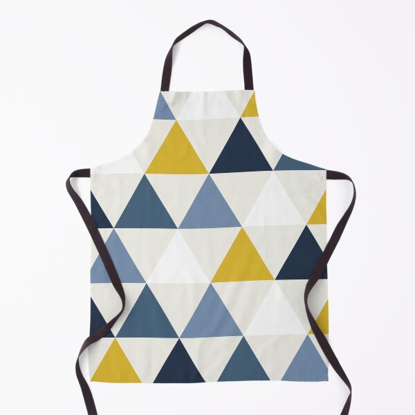 Item preview, Scandinavian Triangle Minimalist Geometric Pattern in Mustard, White and Blue  designed and sold by ArtBIU.