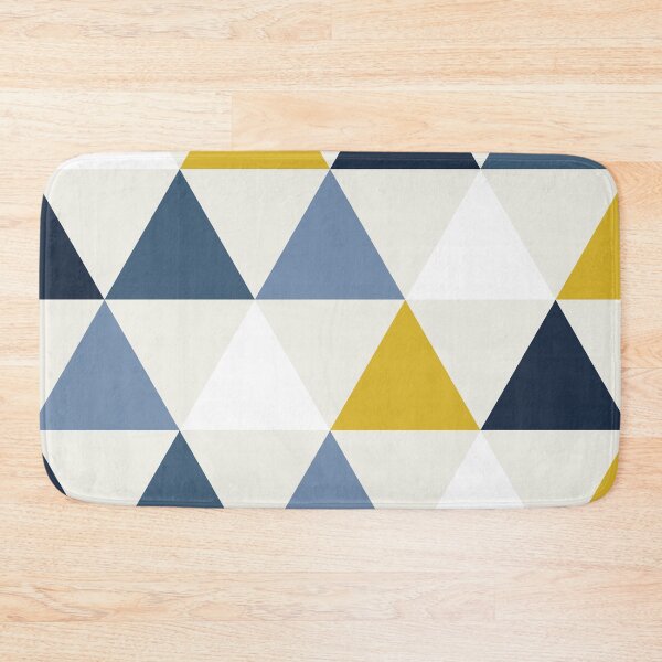 Artikelvorschau, Minimalistisches geometrisches Muster des skandinavischen Dreiecks in Senf, Weiß und Blau entworfen und verkauft von ArtBIU.
