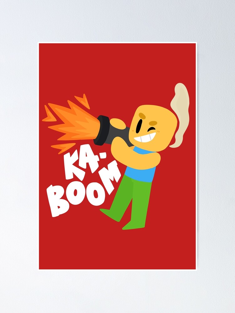 Kaboom Roblox Inspired Animated Blocky Character Noob T Shirt Poster By Smoothnoob Redbubble - glowing roblox character