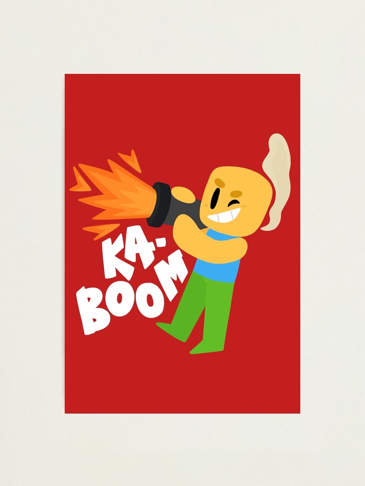 Kaboom Roblox Inspired Animated Blocky Character Noob T Shirt Photographic Print By Smoothnoob Redbubble - roblox animated picture