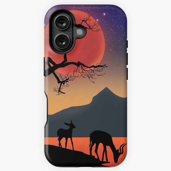 Item preview, Sunset Red Moon Landscape Iphone Case designed and sold by lovelytaylor.
