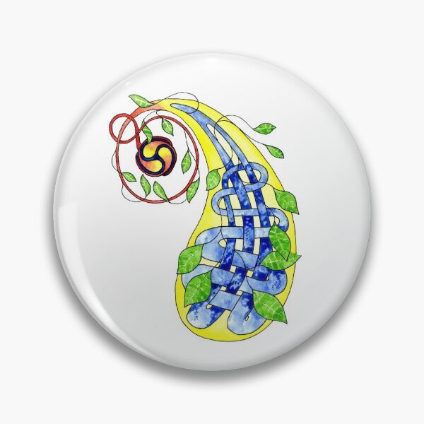 Item preview, Paisley Design with Celtic knotwork Blue and Yellow with Vines and Leaves designed and sold by PencilandBrush.