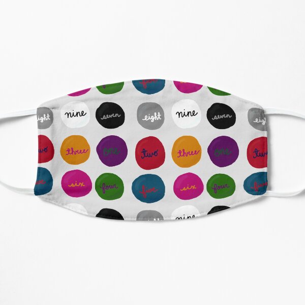 cursive number bubble set Flat Mask