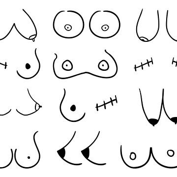 BOOBS and Tits, Doodle Vector Icons. Woman Boobs Nude Art Clipart