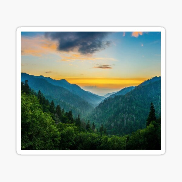 Majestic Great Smokey Mountains National Park North Carolina Golden Sunset USA -Design Sticker