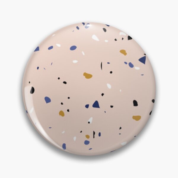 Item preview, TERRAZZO TILE PRINT Blue Gold, Black White on a creamy tan background.  designed and sold by Mizjean.
