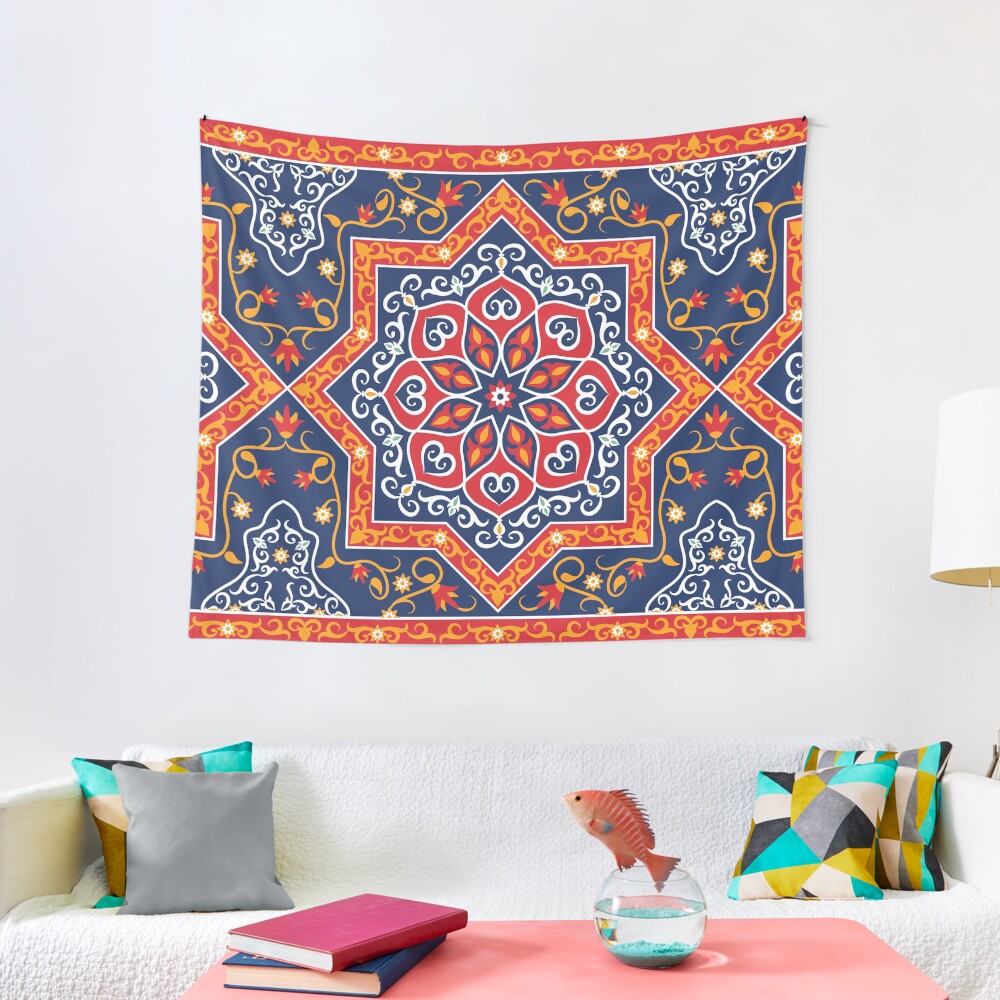 "Khayamiya Royal Blue Ramadan رمضان خيامية " Tapestry for Sale by