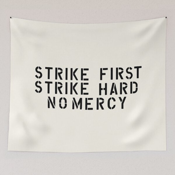 Item preview, Strike First, Strike Hard, No Mercy. (Cobra Kai dojo wall stencil) designed and sold by DotorEaon.