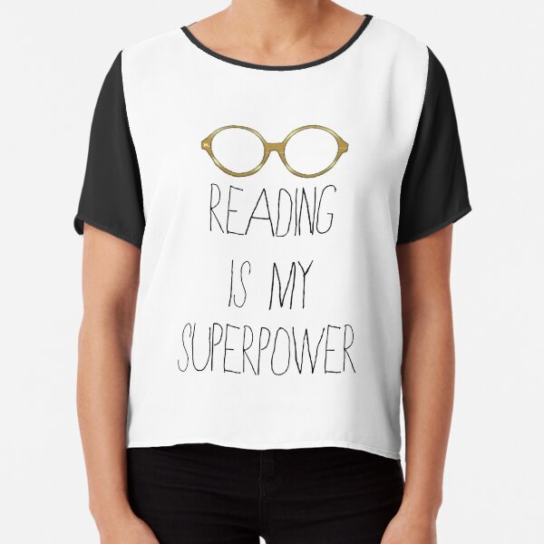 Reading is my superpower - White/Gold Chiffon Top