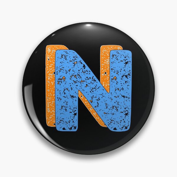 Item preview, Letter N With Sponge Texture (blue and orange) designed and sold by artfulnotebook.