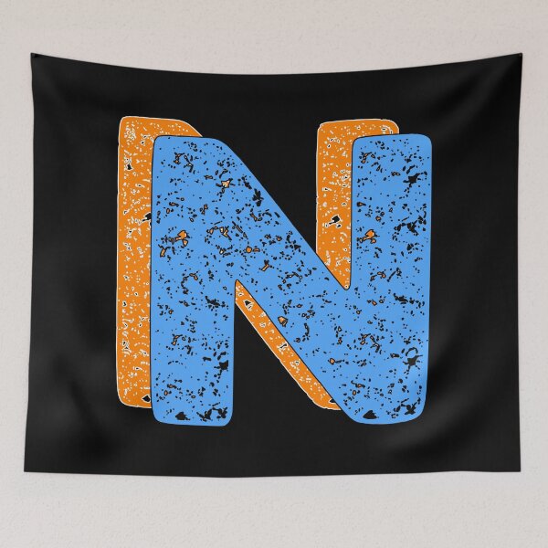 Item preview, Letter N With Sponge Texture (blue and orange) designed and sold by artfulnotebook.