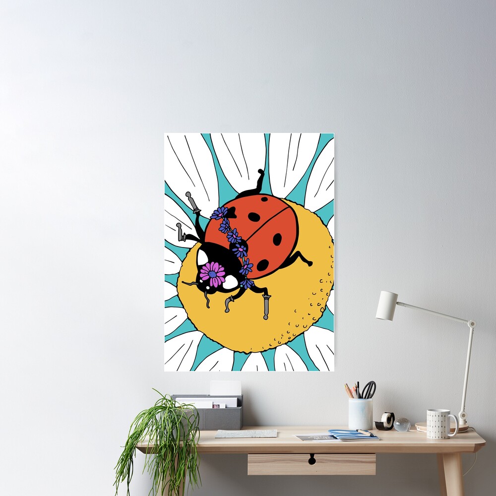 Fancy Ladybug and a Pretty Flower Poster